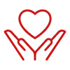 Hands open below a heart icon